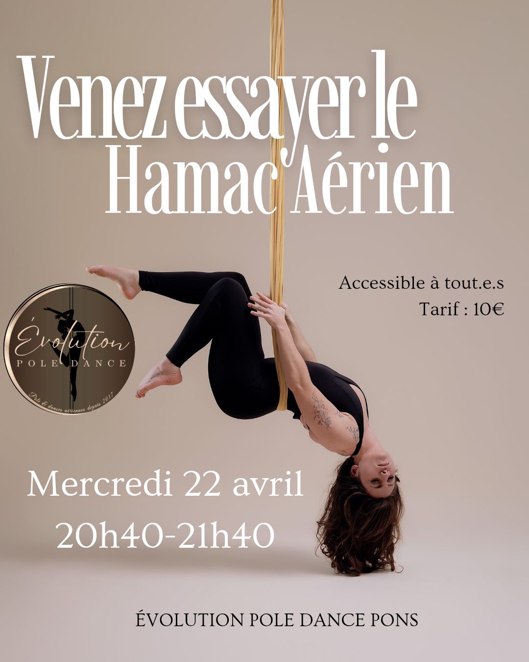 Venez découvrir le 𝗵𝗮𝗺𝗮𝗰 𝗮𝗲𝗿𝗶𝗲𝗻 chez ÉVOLUTION POLE DANCE à 𝗣𝗼𝗻𝘀 et laissez vous surprendre par cette discipline ludique et accessible